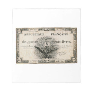 Bloc De Notas 400 Livres French Revolution Assignat Bank Note