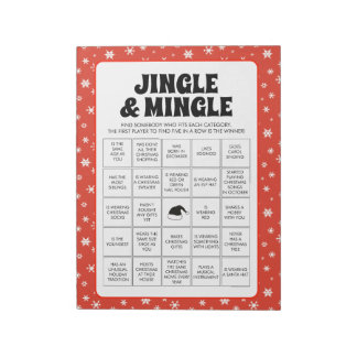 Bloc De Notas 40 Christmas Jingle & Mingle Bingo Game Sheets