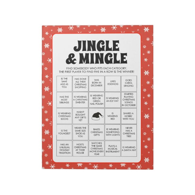 Bloc De Notas 40 Christmas Jingle & Mingle Bingo Game Sheets (Lado Izquierdo)