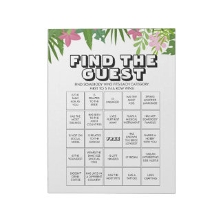 Bloc De Notas 40 Find the Guest Bingo Game Sheets