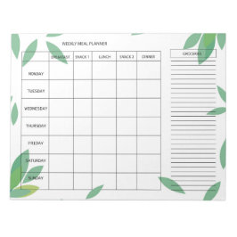Bloc De Notas 7-Day Weekly Meal Planner – Fresh Green Design