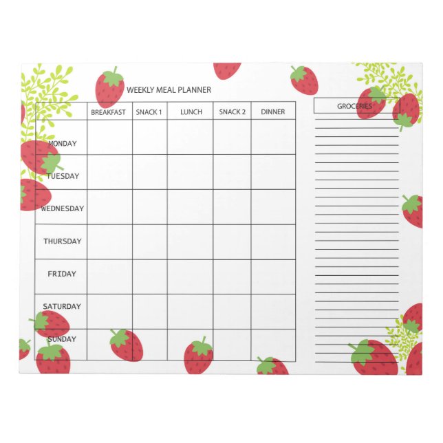 Bloc De Notas 7-Day Weekly Meal Planner – Fresh Strawberry (Frente)