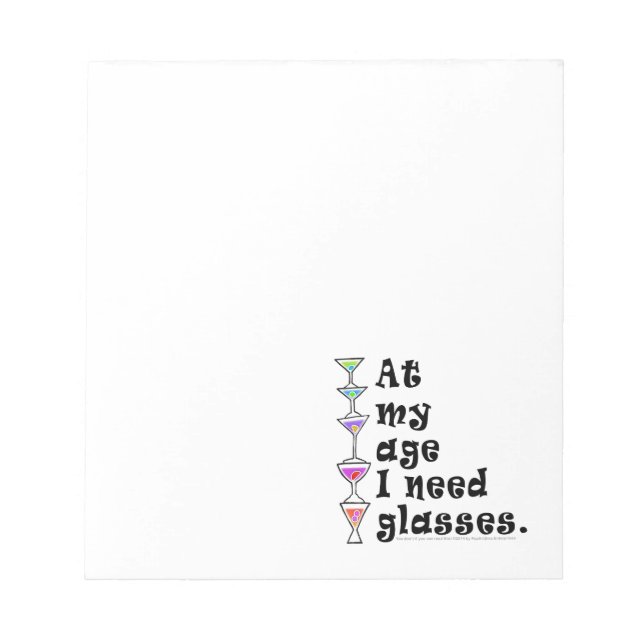Bloc De Notas A Mi Edad Necesito GAFAS (Humor De Cóctel) (Frente)