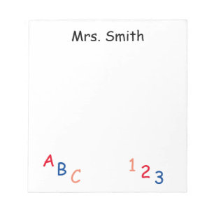 Bloc De Notas ABC 123 PERSONALIZADA Notas Post-it