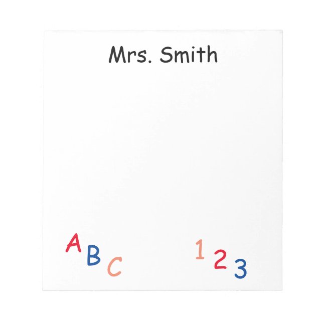 Bloc De Notas ABC 123 PERSONALIZADA Notas Post-it (Frente)