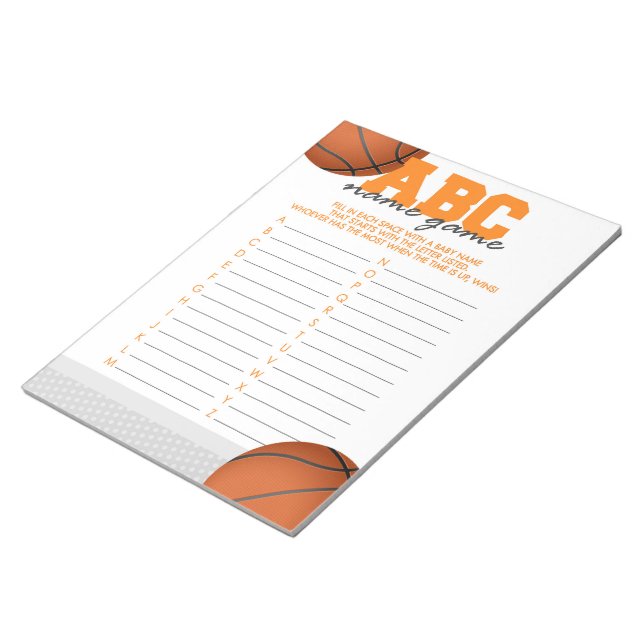 Bloc De Notas ABC Baby Name Basketball Baby Shower Game Pack (Lado Derecho)