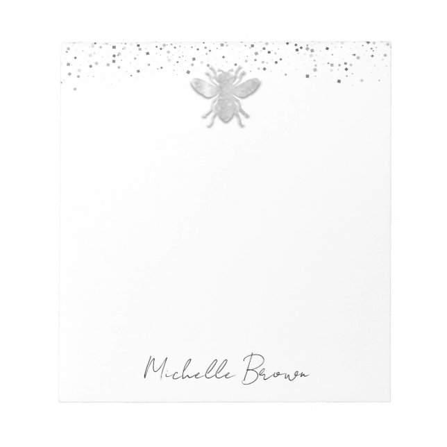 Bloc De Notas Abeja de miel de plata personalizada (Frente)
