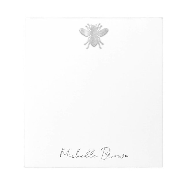 Bloc De Notas Abeja de miel de plata personalizada (Frente)