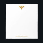 Bloc De Notas Abeja de oro metálico personalizada<br><div class="desc">Una elegante almohadilla de notas de oro metálico personalizada.</div>