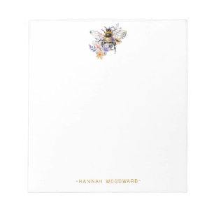 Bloc De Notas Abeja floral personalizada