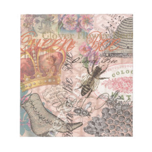 Bloc De Notas Abeja Reina Vintage Hermoso Collage