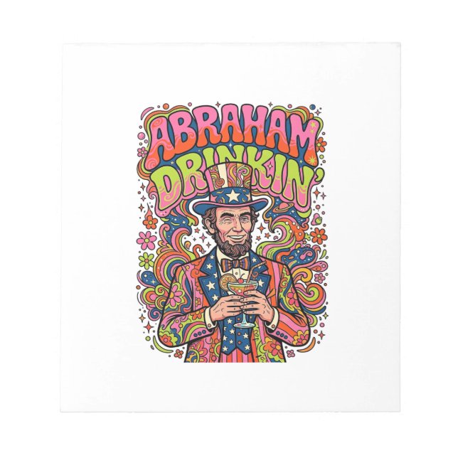 Bloc De Notas Abraham Patriótico Bebiendo Retro (Frente)