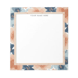 Bloc De Notas Abstract Blue, Peach, Orange Floral