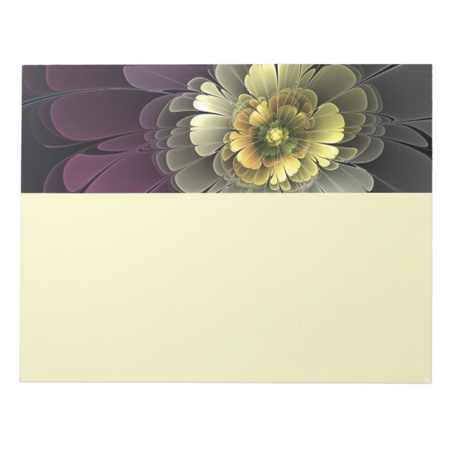 Bloc De Notas Abstract Modern Purpur Khaki Gray Fractal Flower (Frente)