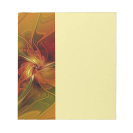 Bloc De Notas Abstract Red Orange Brown Green Fractal Art Flower