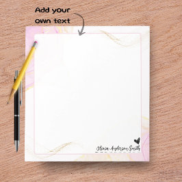 Bloc De Notas Abstract Watercolor Heart Name Notepad, Cute Gift