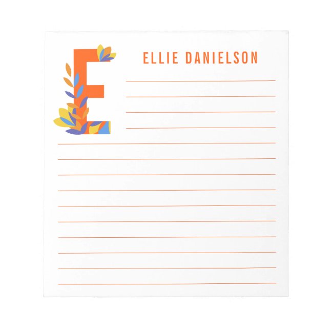 Bloc De Notas Abstracto Alfabeto floral (Frente)