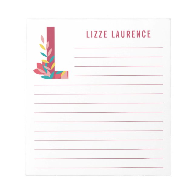 Bloc De Notas Abstracto Alfabeto floral (Frente)