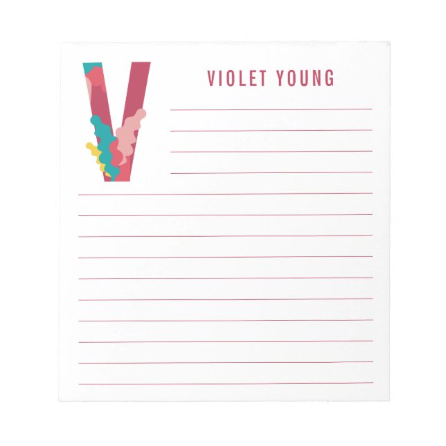 Bloc De Notas Abstracto Alfabeto floral (Frente)