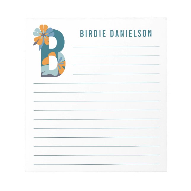 Bloc De Notas Abstracto Alfabeto floral (Frente)