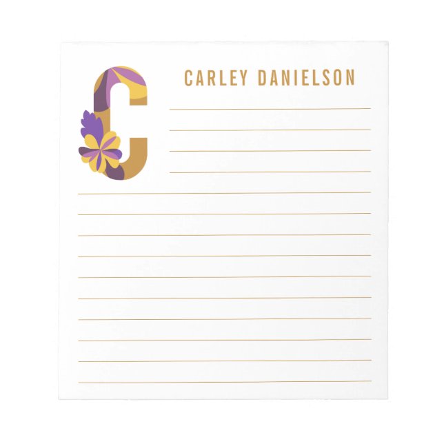 Bloc De Notas Abstracto Alfabeto floral (Frente)