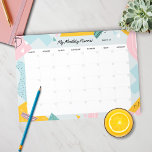 Bloc De Notas Abstracto del plan mensual breve Notepad Pastel<br><div class="desc">Este bonito y divertido planificador mensual tiene un diseño abstracto con diferentes formas en colores pastel. Este es un planificador mensual sin fecha en el que se rellenan las fechas y se utilizan mes tras mes.</div>