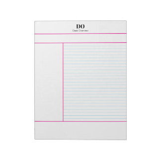 Bloc De Notas Academic School Monogram Name Lecture Notepad