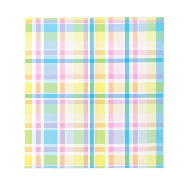 Bloc De Notas Accesorios de diseño de tartán azul amarillo rosa (Frente)