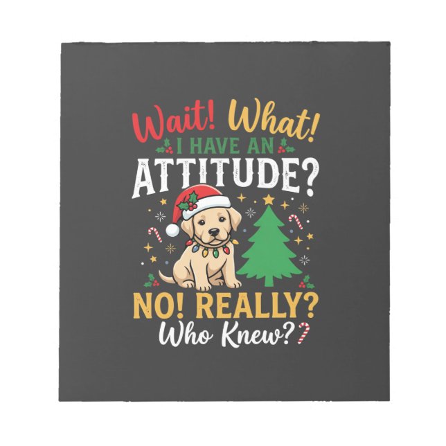 Bloc De Notas Actitud Divertida de Perro en Navidad (Frente)