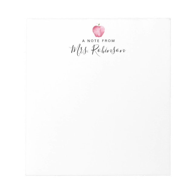 Bloc De Notas Acuarela Apple nota del profesor de vuelta a la es (Frente)