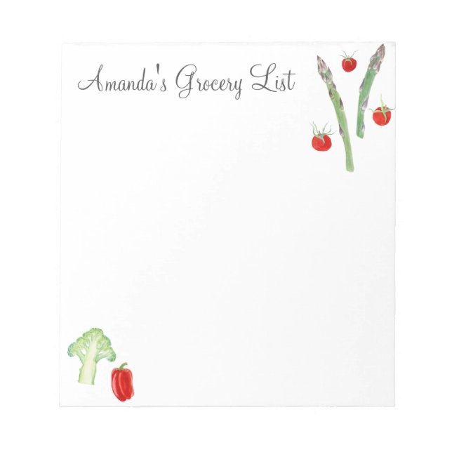 Bloc De Notas Acuarela Asparagus, brócoli, tomates, pimientos (Frente)