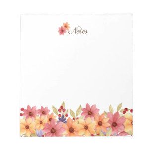 Bloc De Notas Acuarela Autums Blooms Fall Personalizado Notepad
