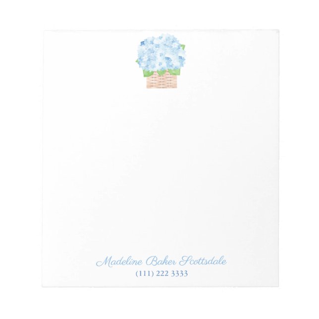 Bloc De Notas Acuarela Azul Costero Hidrangea Elegante Lady (Frente)