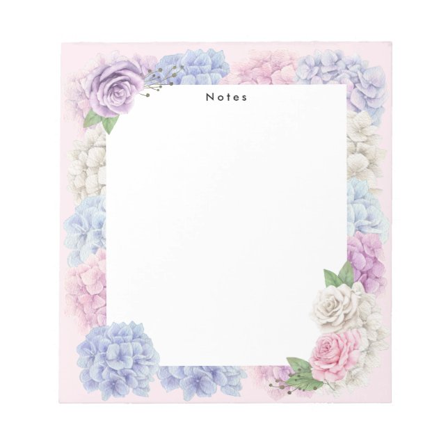 Bloc De Notas Acuarela azul rosa hidráneas personalizadas (Frente)