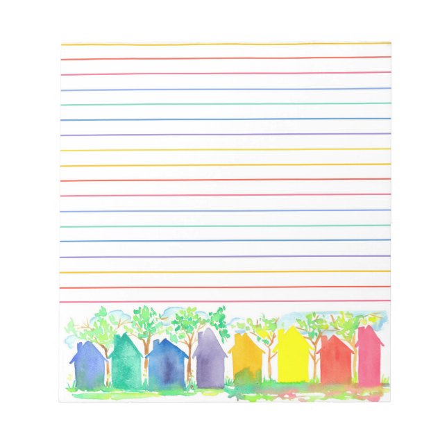Bloc De Notas Acuarela Casas de Casas de Algodón Arcoiris Llenad (Frente)