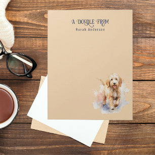 Bloc De Notas Acuarela Cute Apricot Goldendoodle Monogramed