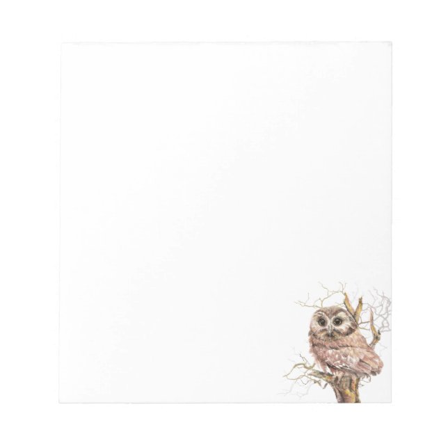 Bloc De Notas Acuarela Cute Saw Lechuza Blanca, Pájaro (Frente)