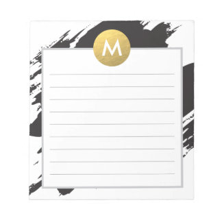 Bloc De Notas Acuarela de moda y monograma dorado