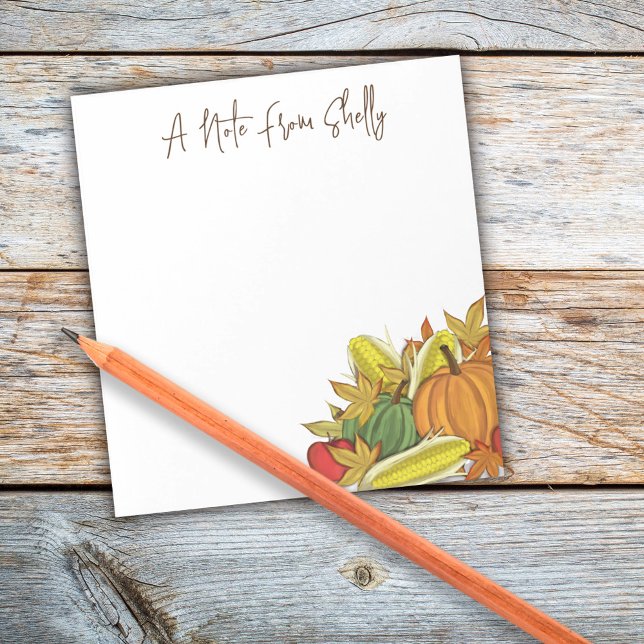 Bloc De Notas Acuarela de otoño elegante hojas de cosecha de oto (Fall Autumn Harvest pumpkin and gourds custom post it note pad )
