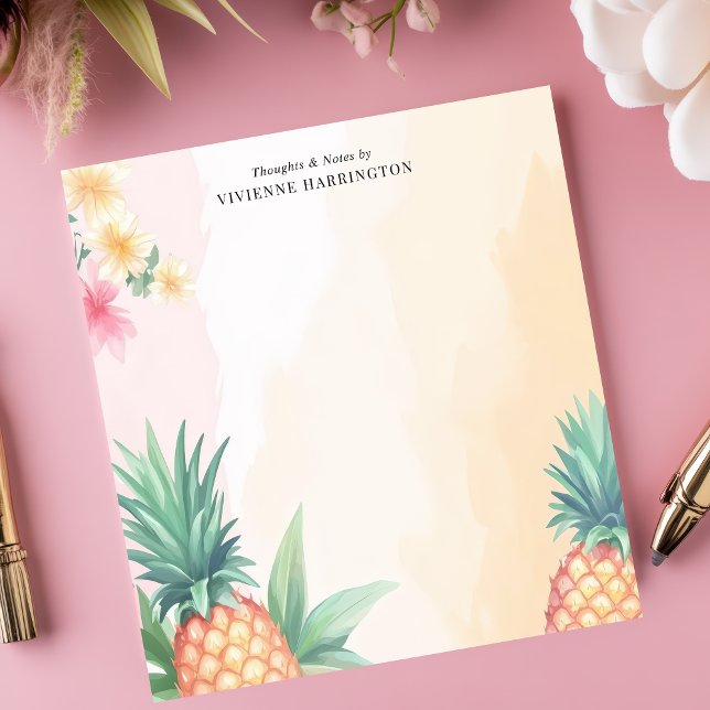 Bloc De Notas Acuarela de piña tropical personalizada (Subido por el creador)