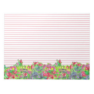 Bloc De Notas Acuarela Dulce Flores De Pea Rojo Lino