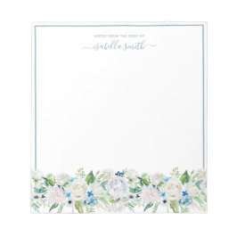 Bloc De Notas Acuarela Dusty Floral Azul Romántico Elegante