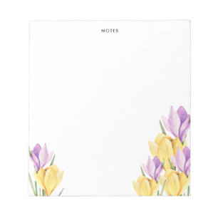 Bloc De Notas Acuarela elegante crocus floral morado amarillo 