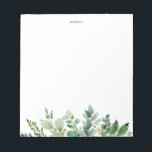 Bloc De Notas Acuarela Eucalipto Personalizado de la vegetación<br><div class="desc">Tinta clásica personalizado de vegetación con ilustraciones acuarelas de hojas de eucalipto. Personalice agregando un nombre o una frase corta. Estas novelas verdes serán un regalo personalizado perfecto.</div>