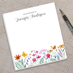 Bloc De Notas Acuarela Floral Flores Silvestres Mariposa Abeja