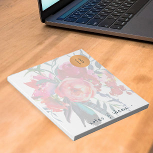 Bloc De Notas Acuarela floral monocroma de cobre con clase