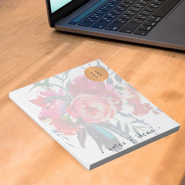 Bloc De Notas Acuarela floral monocroma de cobre con clase (Subido por el creador)