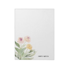 Bloc De Notas Acuarela Floral Verde Moderna de Primavera