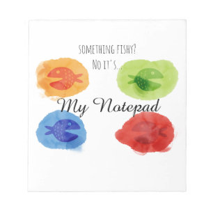 Bloc De Notas Acuarela Funny Pescado Algo Pescador Notepad