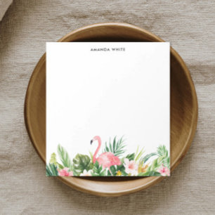 Bloc De Notas Acuarela Hoja tropical Flamingo Personalizado Note